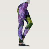 Elegant blauw paarse magenta groene bloemenhortens leggings (Rechts)