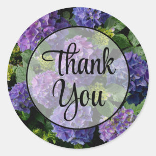 Elegant blauw paarse magenta groene bloemenhortens ronde sticker