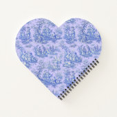 Elegant blauw paarse toile de jouy hart notitieboek (Achterkant)