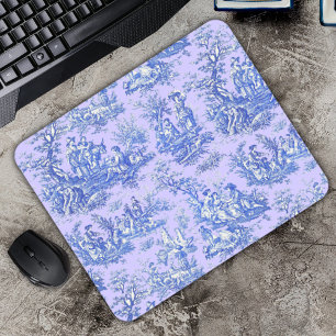 Elegant blauw paarse toile de jouy muismat