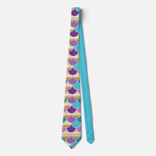 Elegant blauw & Paarse zeemeermin schaalpatroon Stropdas