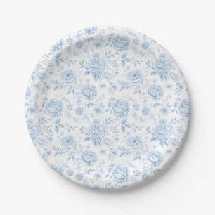 Elegant Blauw Porselein Bloemen Klassieke Bruiloft Papieren Bordje