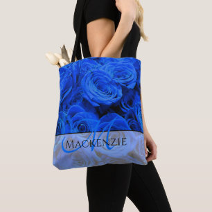 Elegant blauw roos blauw bloemblauw draagtas