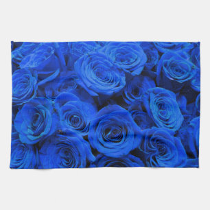 Elegant blauw roos blauw bloemblauw theedoek