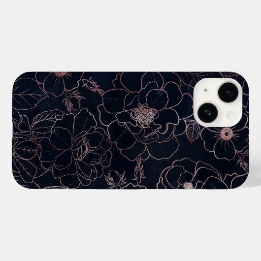 Elegant Blauw Roos Gouden Rozen Bloemen Case-Mate iPhone Case (Achterkant (horizontaal))