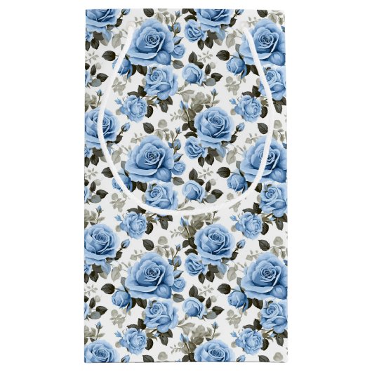 Elegant blauw roos patroon klein cadeauzakje (Achterkant)