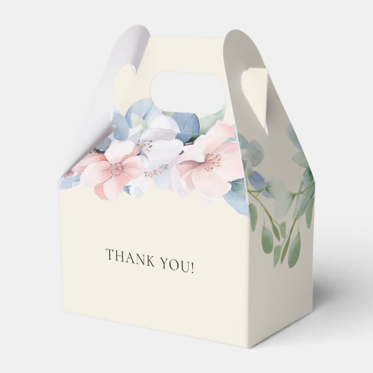 Elegant Blauw Roze Bloemen Bruiloft Bedankdoosjes (Achterkant)