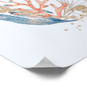 Elegant Blauw Roze & Goud Koraal Oceaan Thema Zee Poster (Hoek)
