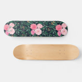 Elegant blauw roze roze waterverf schilderen skateboard (Horizontaal)