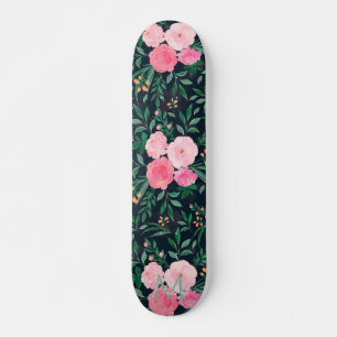 Elegant blauw roze roze waterverf schilderen skateboard