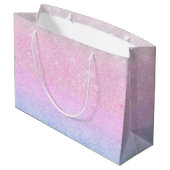 Elegant blauw roze zilver glitter design groot cadeauzakje (Achterkant Gekanteld)
