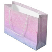 Elegant blauw roze zilver glitter design groot cadeauzakje (Voorkant Gekanteld)