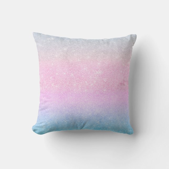 Elegant blauw roze zilver glitter design kussen (Voorkant)