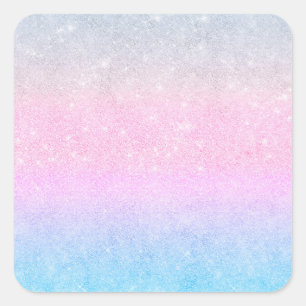 Elegant blauw roze zilver glitter design vierkante sticker