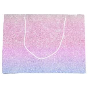Elegant blauw roze zilver Glitter gradiëntontwerp Groot Cadeauzakje