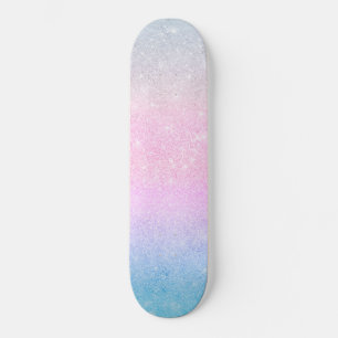 Elegant blauw roze zilver Glitter gradiëntontwerp Skateboard