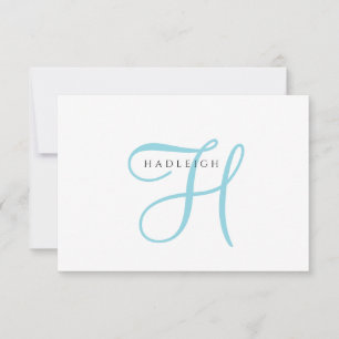 Elegant Blauw Schrift Monogram Notitiekaartje