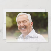 Elegant blauw script begrafenisfoto dank u kaart (Achterkant)