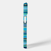 Elegant Blauw Streepjespatroon Monogram Case-Mate iPhone Case (Achterkant / Rechts)