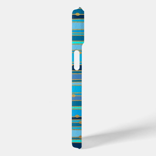Elegant Blauw Streepjespatroon Monogram Case-Mate iPhone Case (Achterkant / Rechts)
