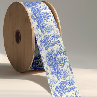 Elegant blauw toile de jouy lint