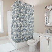 Elegant  Blauw toile de jouy monogram Douchegordijn (In situ)