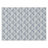 Elegant  Blauw toile de jouy monogram Tafelkleed (Voorkant (Horizontaal))