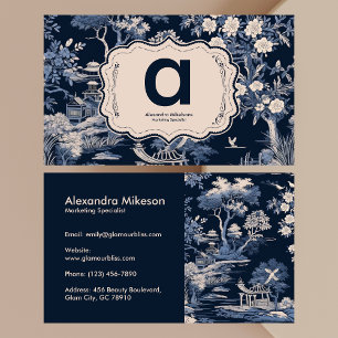 Elegant blauw Toile de Jouy Visitekaartje