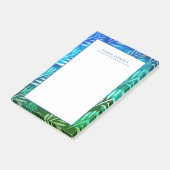 Elegant blauw tropisch blad persoonlijke touch post-it® notes (Schuin)