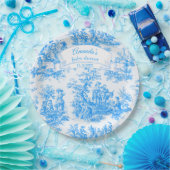 Elegant blauw turquoise toile de jouy papieren bordje (Feest)