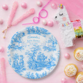 Elegant blauw turquoise toile de jouy papieren bordje (Feest)