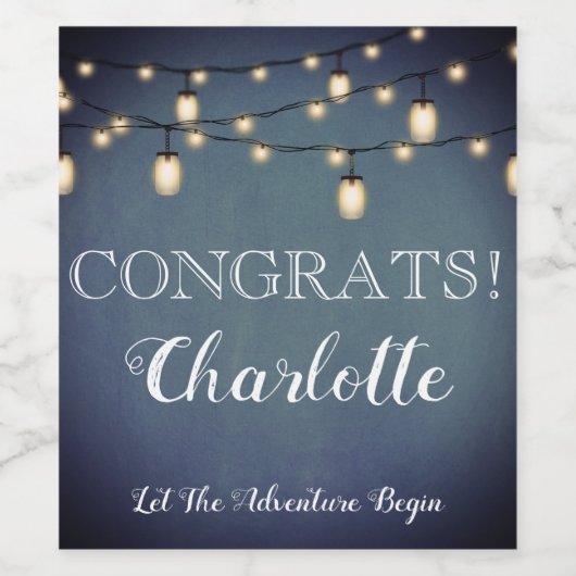 Elegant Blauw Verrassing Pensioen Partij Wijn Etiket (Enkel label)