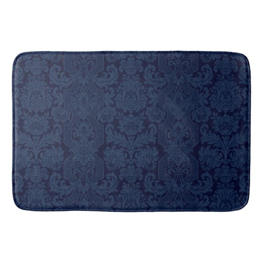 Elegant  Blauw Victoriaans Damask Badmat (Voorkant)