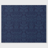 Elegant Blauw Victoriaans Damask Cadeaupapier (Vlak)