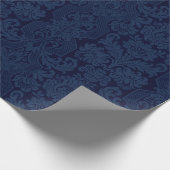 Elegant Blauw Victoriaans Damask Cadeaupapier (Hoek)