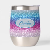 Elegant Blauw Violet Roze Zilver Glitter Monogram (Links)