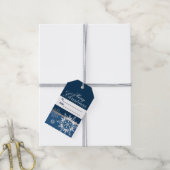 Elegant Blauw Vrolijk Kerstfeest Cadeaulabel (Met Touw)