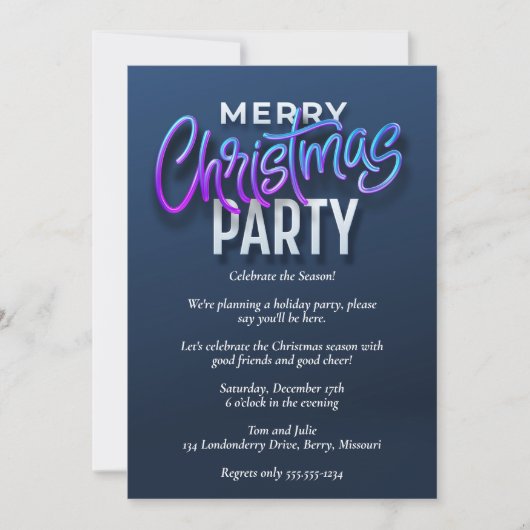 Elegant blauw vrolijk kerstfeest kaart (Voorkant)