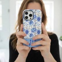Elegant Blauw Waterverf Bloemmotief Aangepaste Naa