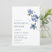 elegant blauw waterverf blooms repetitief diner kaart (Staand voorkant)