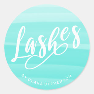 Elegant blauw waterverf borstels zweepslagen ronde sticker