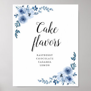 Elegant Blauw waterverf floral cake smaken teken Poster