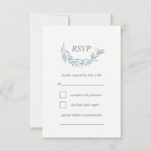 Elegant Blauw Waterverf Krans Bruiloft RSVP Kaart