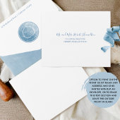 Elegant Blauw Waterverf Monogram Trouw Alles of Ni All In One Uitnodiging