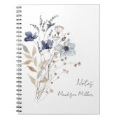 Elegant Blauw Wildflower Boeket Bloemen Notitieboek (Voorkant)