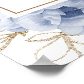 Elegant Blauw Wit Bloem Baby shower Welkom Poster (Hoek)