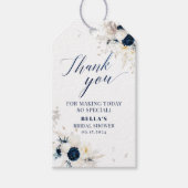 Elegant Blauw & Wit Bloemen Bruids Dank u Cadeaulabel (Voorkant)