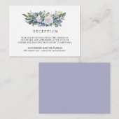 Elegant Blauw Wit Bloemen Bruiloft Receptie Informatiekaartje (Voorkant / Achterkant)