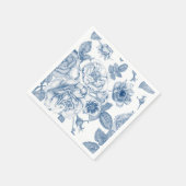 Elegant blauw wit  bloemmotief servetten (Hoek)