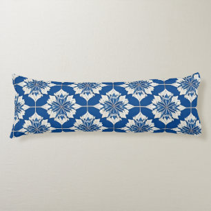 Elegant blauw-wit bloempatroon lichaamskussen